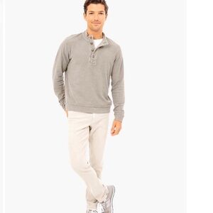 JEREMIAH 100% Cotton 3-Button Mock Neck Pullover Sweater Heather Brown Medium M